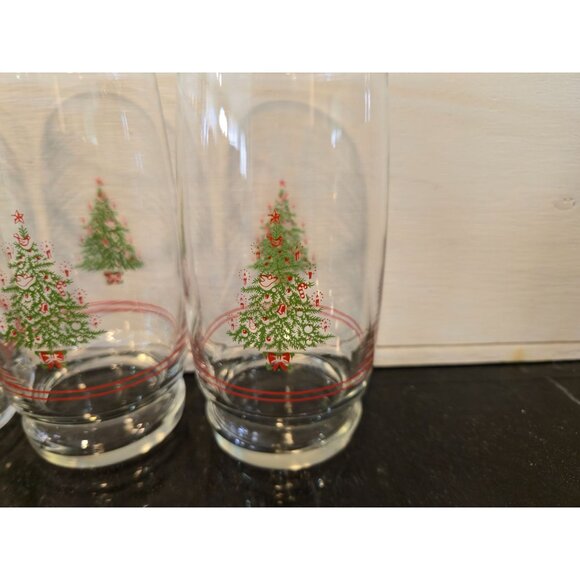 Vintage JCPenney Christmas Tree Glasses Set 4 Holiday drinkware  NOS - Picture 7 of 14